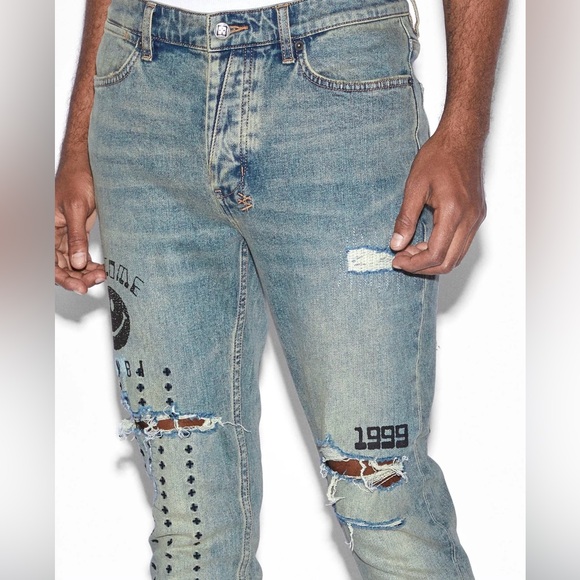 Ksubi Other - Ksubi Blue Jeans with Black Graphic Patch